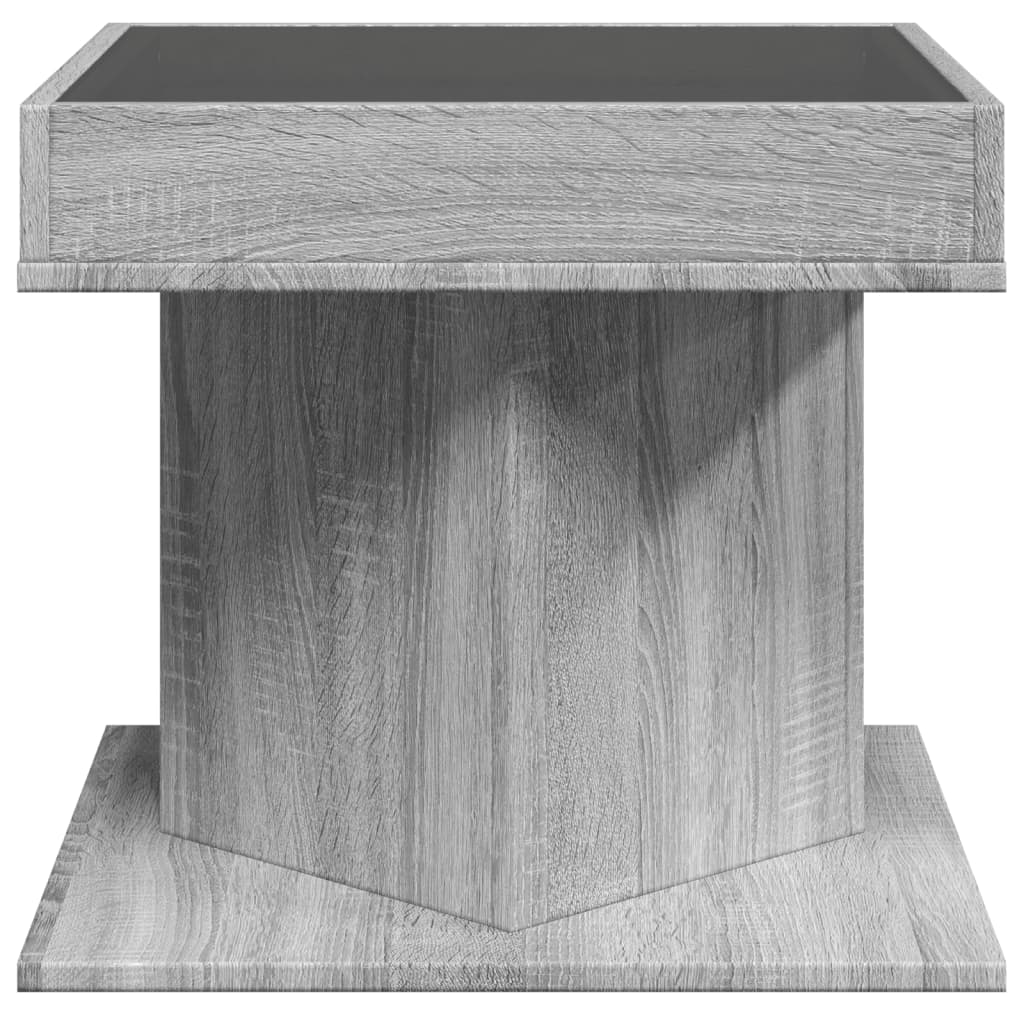 Coffee Table with LED Grey Sonoma 50x50x45 cm Engineered Wood