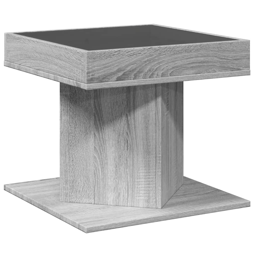 Coffee Table with LED Grey Sonoma 50x50x45 cm Engineered Wood