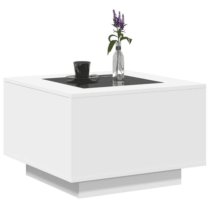 Coffee Table with LED White 60x60x40 cm Engineered Wood