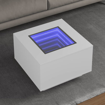 Coffee Table with LED White 60x60x40 cm Engineered Wood