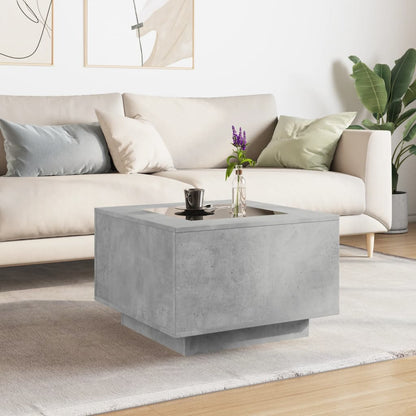 Coffee Table with LED Concrete Grey 60x60x40 cm Engineered Wood