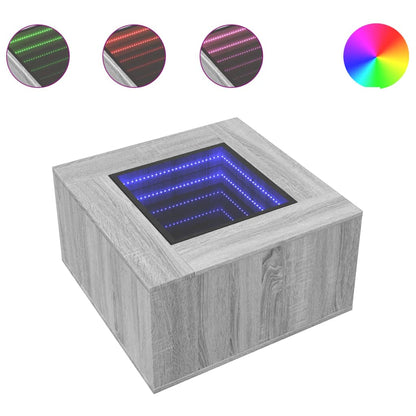 Coffee Table with LED Grey Sonoma 60x60x40 cm Engineered Wood