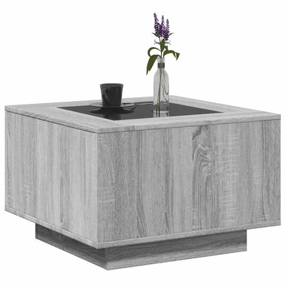 Coffee Table with LED Grey Sonoma 60x60x40 cm Engineered Wood