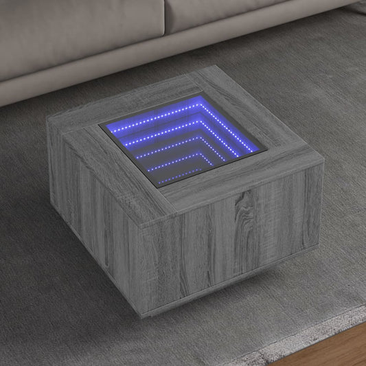 Coffee Table with LED Grey Sonoma 60x60x40 cm Engineered Wood