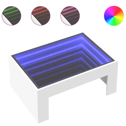 Coffee Table with Infinity LED White 70x50x30 cm