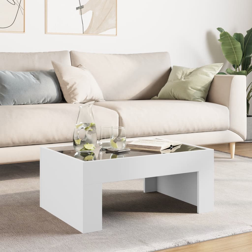 Coffee Table with Infinity LED White 70x50x30 cm