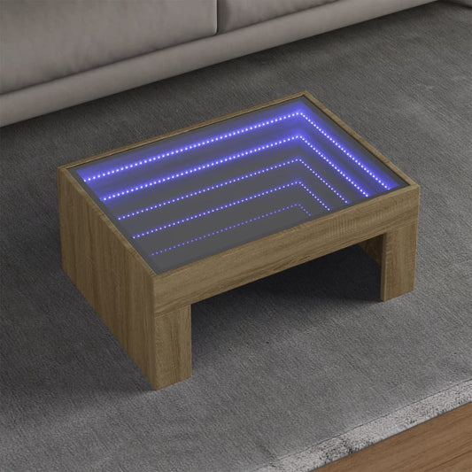 Coffee Table with Infinity LED Sonoma Oak 70x50x30 cm