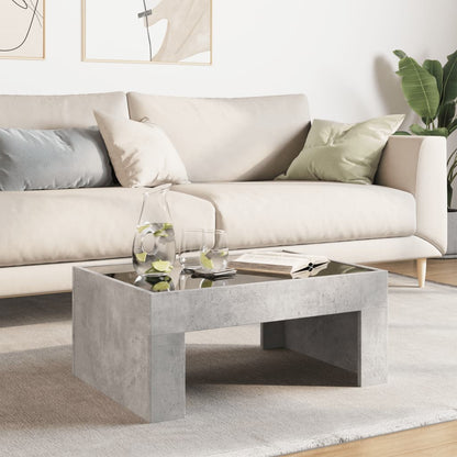 Coffee Table with Infinity LED Concrete Grey 70x50x30 cm