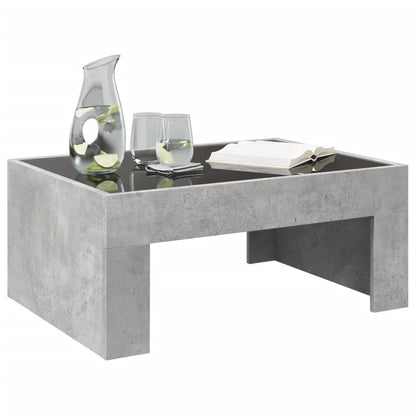 Coffee Table with Infinity LED Concrete Grey 70x50x30 cm