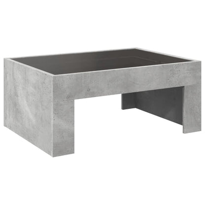 Coffee Table with Infinity LED Concrete Grey 70x50x30 cm