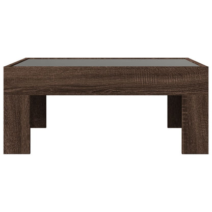 Coffee Table with Infinity LED Brown Oak 70x50x30 cm