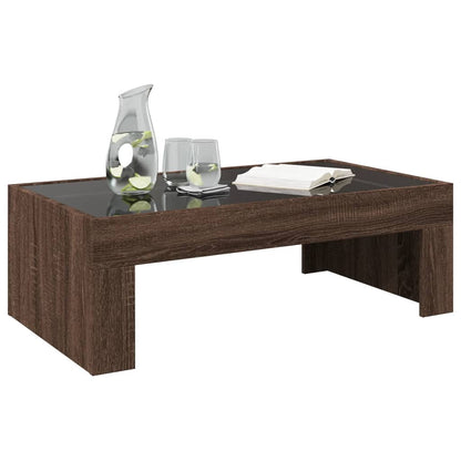 Coffee Table with Infinity LED Brown Oak 90x50x30 cm