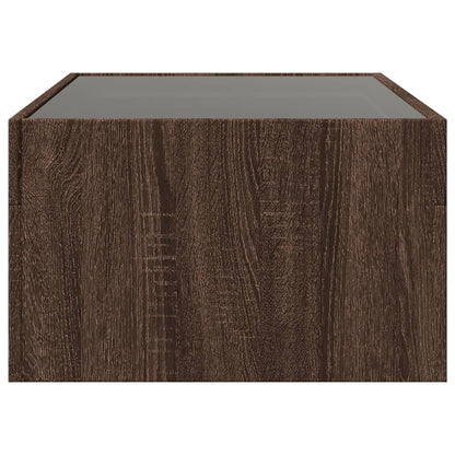 Coffee Table with Infinity LED Brown Oak 90x50x30 cm