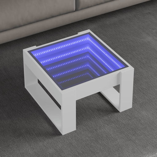 Coffee Table with Infinity LED White 50x53x30 cm