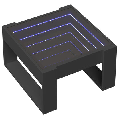 Coffee Table with Infinity LED Black 50x53x30 cm