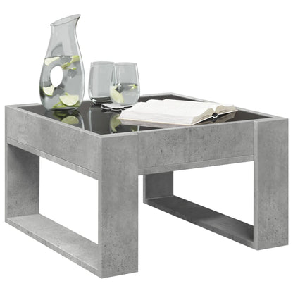 Coffee Table with Infinity LED Concrete Grey 50x53x30 cm