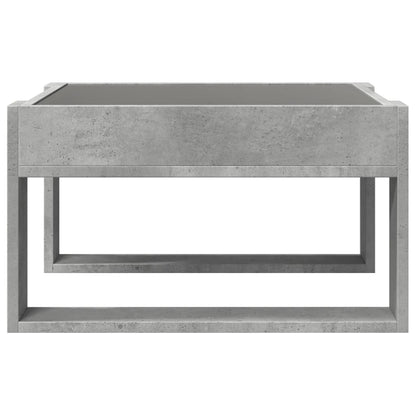Coffee Table with Infinity LED Concrete Grey 50x53x30 cm