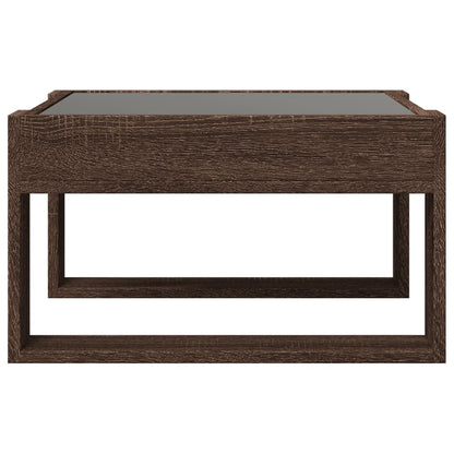 Coffee Table with Infinity LED Brown Oak 50x53x30 cm