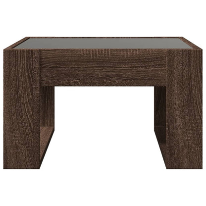 Coffee Table with Infinity LED Brown Oak 50x53x30 cm