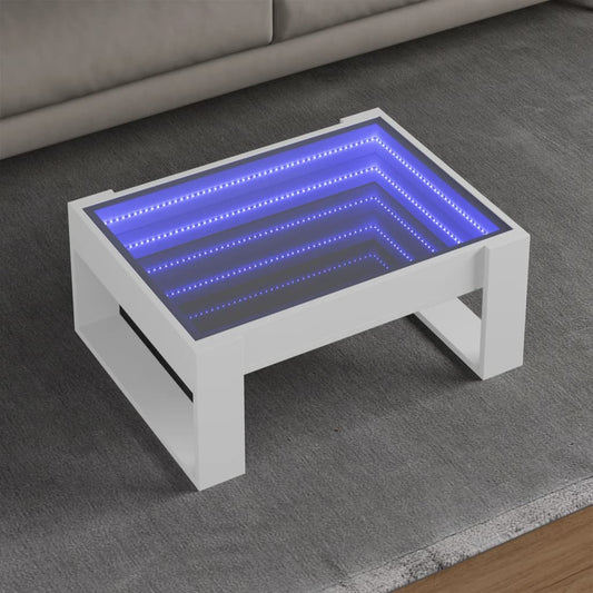 Coffee Table with Infinity LED White 70x53x30 cm