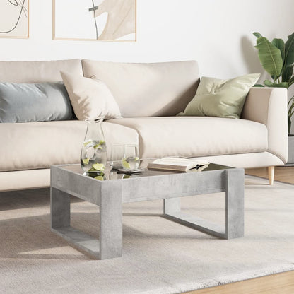Coffee Table with Infinity LED Concrete Grey 70x53x30 cm