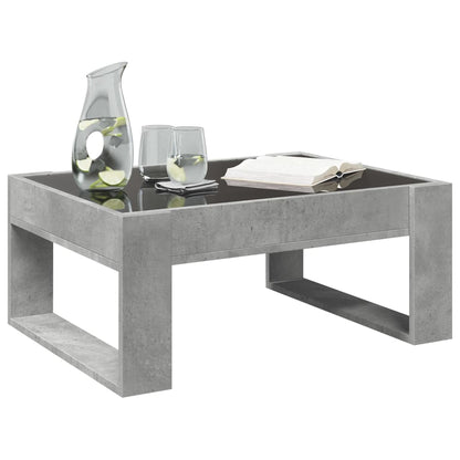 Coffee Table with Infinity LED Concrete Grey 70x53x30 cm