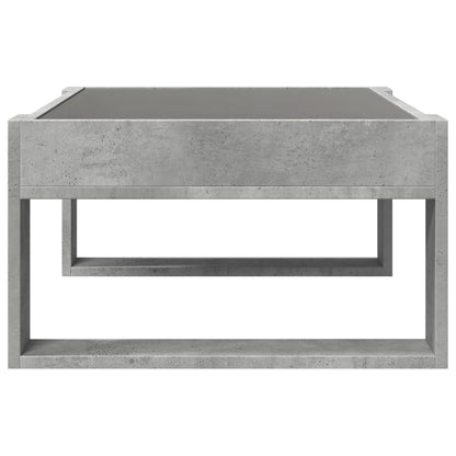 Coffee Table with Infinity LED Concrete Grey 70x53x30 cm