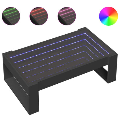Coffee Table with Infinity LED Black 90x53x30 cm