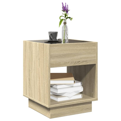 Coffee Table with Infinity LED Sonoma Oak 40x40x50 cm
