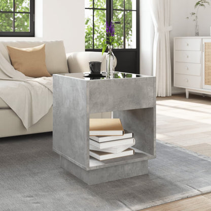 Coffee Table with Infinity LED Concrete Grey 40x40x50 cm
