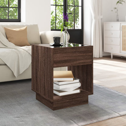 Coffee Table with Infinity LED Brown Oak 40x40x50 cm