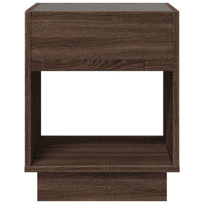 Coffee Table with Infinity LED Brown Oak 40x40x50 cm