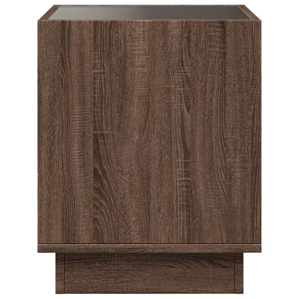 Coffee Table with Infinity LED Brown Oak 40x40x50 cm