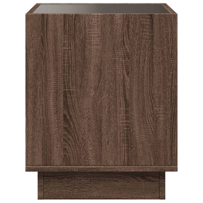 Coffee Table with Infinity LED Brown Oak 40x40x50 cm