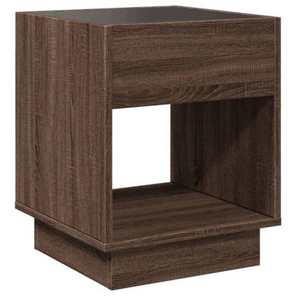 Coffee Table with Infinity LED Brown Oak 40x40x50 cm