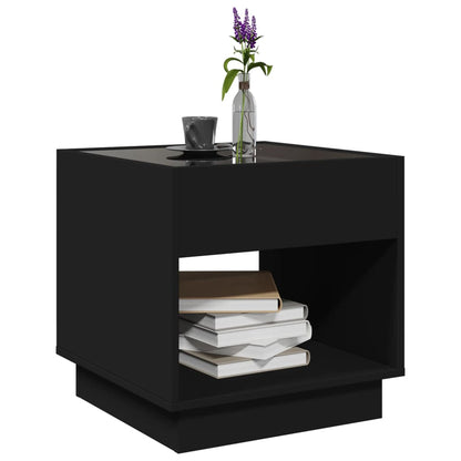Coffee Table with Infinity LED Black 50x50x50 cm