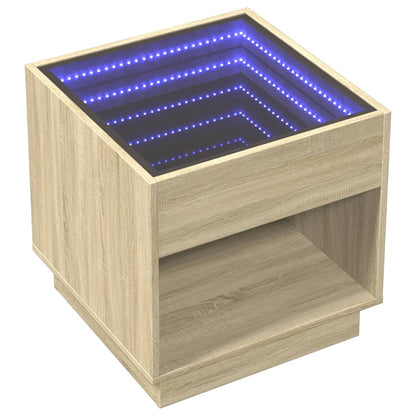 Coffee Table with Infinity LED Sonoma Oak 50x50x50 cm