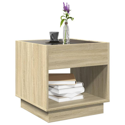 Coffee Table with Infinity LED Sonoma Oak 50x50x50 cm