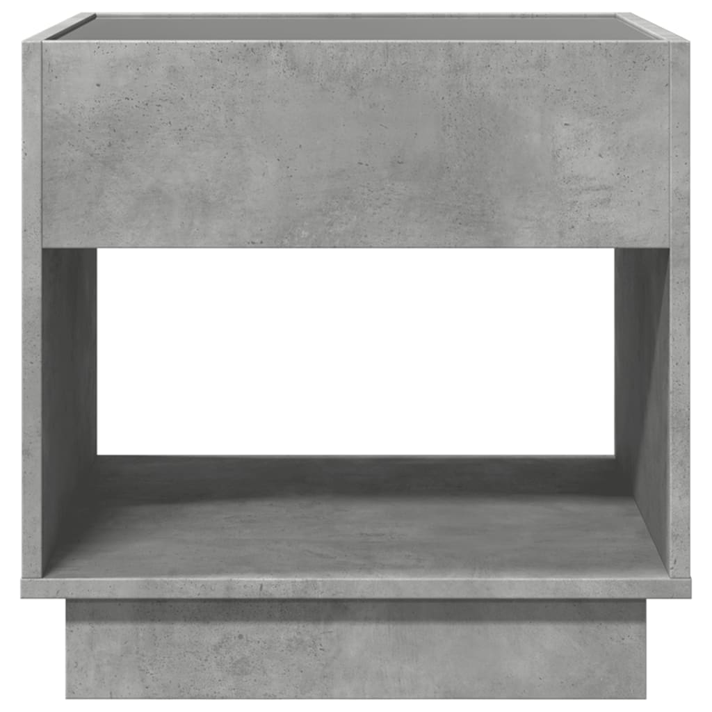 Coffee Table with Infinity LED Concrete Grey 50x50x50 cm