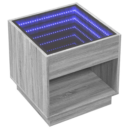 Coffee Table with Infinity LED Grey Sonoma 50x50x50 cm