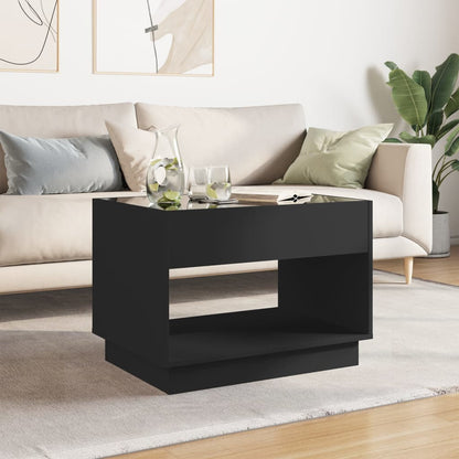 Coffee Table with Infinity LED Black 70x50x50 cm
