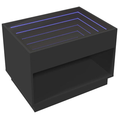 Coffee Table with Infinity LED Black 70x50x50 cm