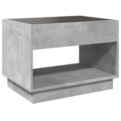 Coffee Table with Infinity LED Concrete Grey 70x50x50 cm
