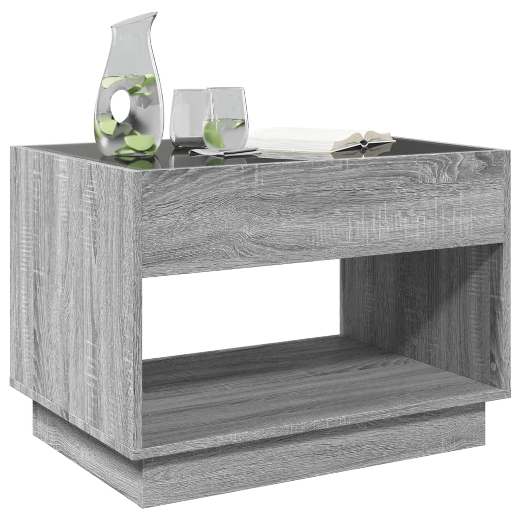 Coffee Table with Infinity LED Grey Sonoma 70x50x50 cm