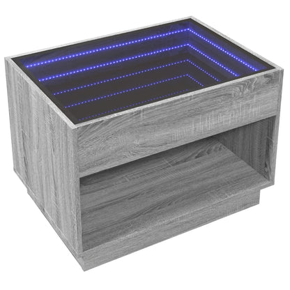 Coffee Table with Infinity LED Grey Sonoma 70x50x50 cm