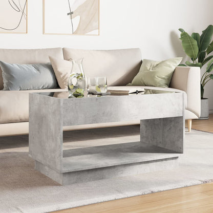 Coffee Table with Infinity LED Concrete Grey 90x50x50 cm