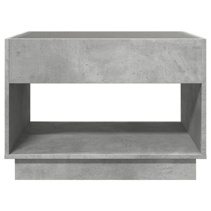 Coffee Table with Infinity LED Concrete Grey 90x50x50 cm