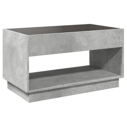 Coffee Table with Infinity LED Concrete Grey 90x50x50 cm