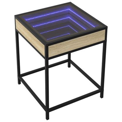Coffee Table with Infinity LED Sonoma Oak 40x40x51 cm