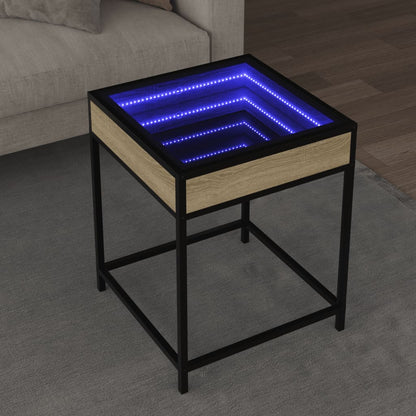 Coffee Table with Infinity LED Sonoma Oak 40x40x51 cm